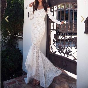 White non stretch lace gown from alamour the label